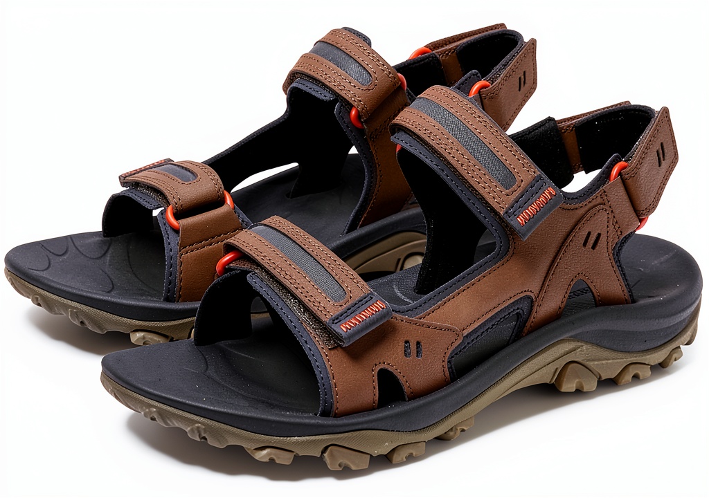 Installing Merrell Mens Sandals Waterproof Synthetic Upper Boulder on a wooden desk