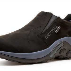 Merrell Mens Waterproof Leather Slip On Loafers Black Brown-0