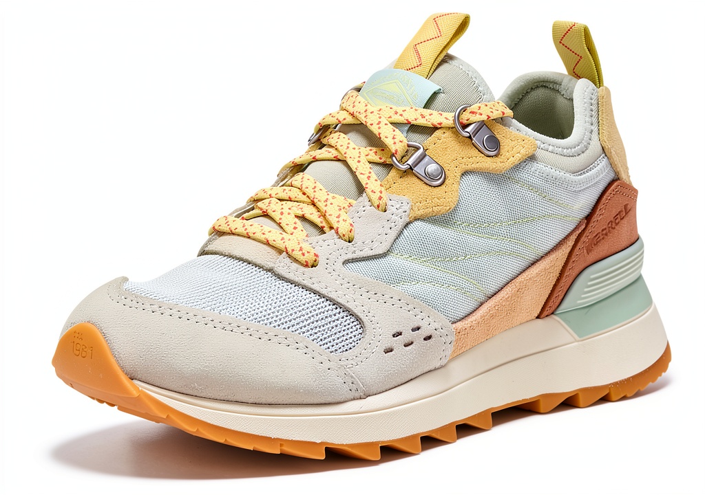 Merrell womens sneakers in Camel Multi color on a casual outfit