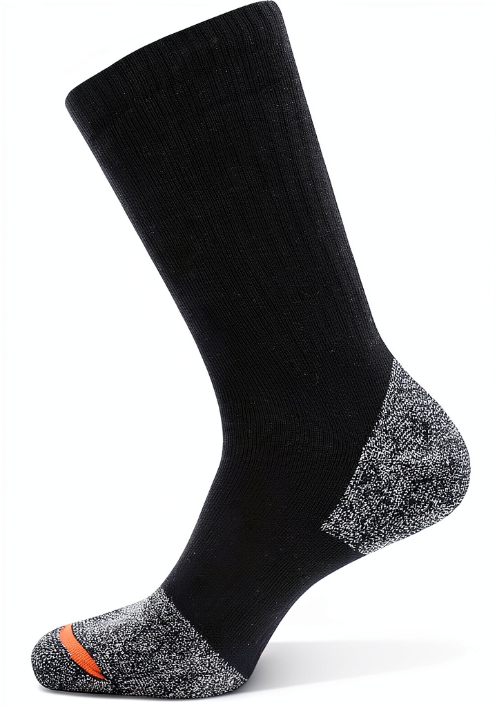 Installing Merrell Crew Socks Cushioned Arch Support Outdoor Comfort on a wooden desk