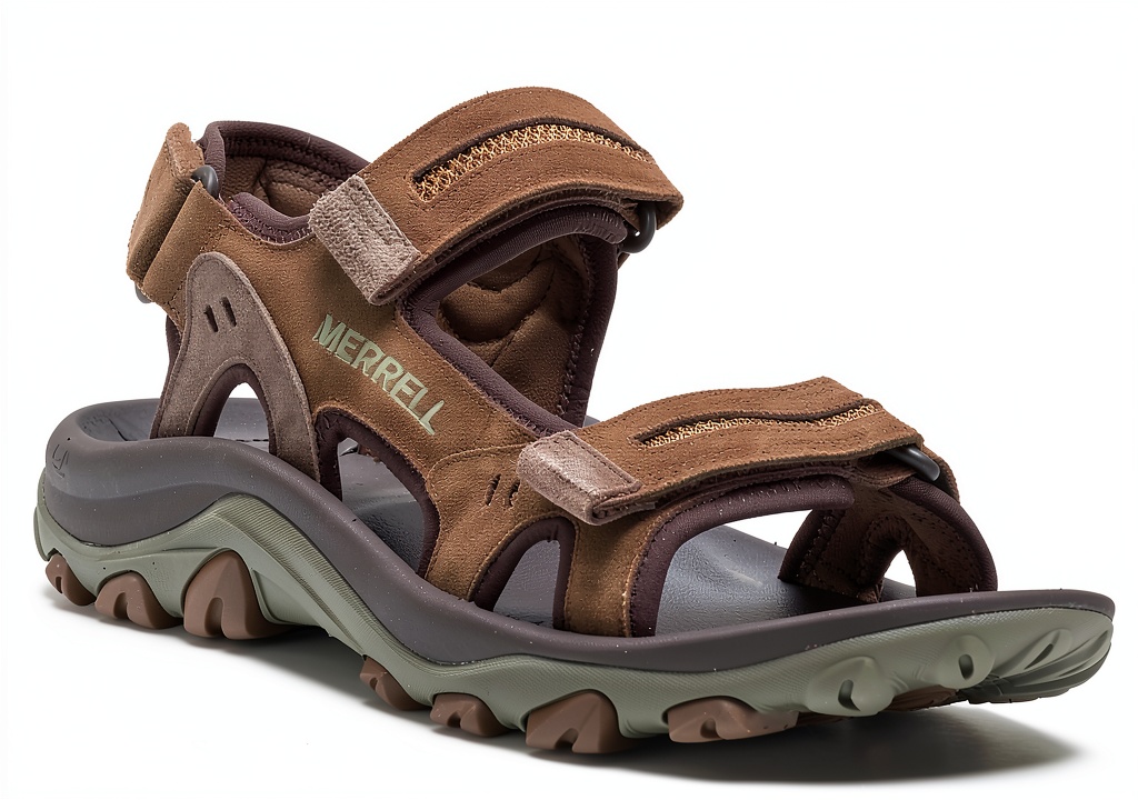 Merrell Mens Sandals Waterproof Suede Adjustable Straps shown after river crossing test
