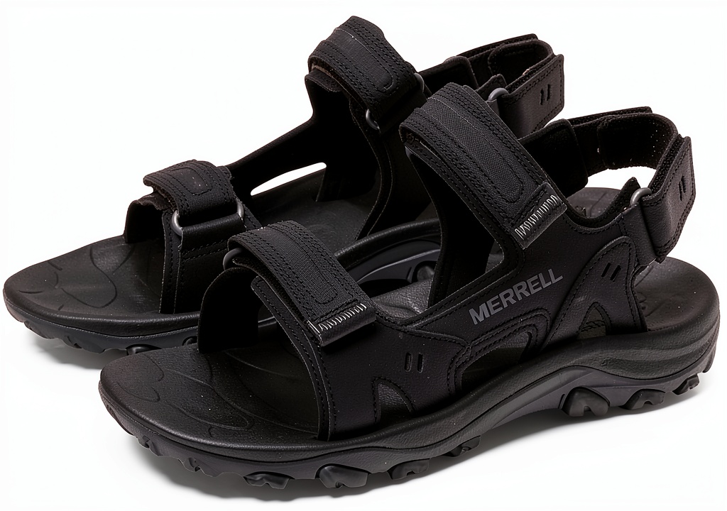 Merrell waterproof sandals showing adjustable straps and sleek design