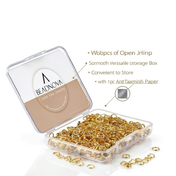 BEADNOVA Gold Jump Rings 5mm 300pcs Jewelry Making Supplies-1
